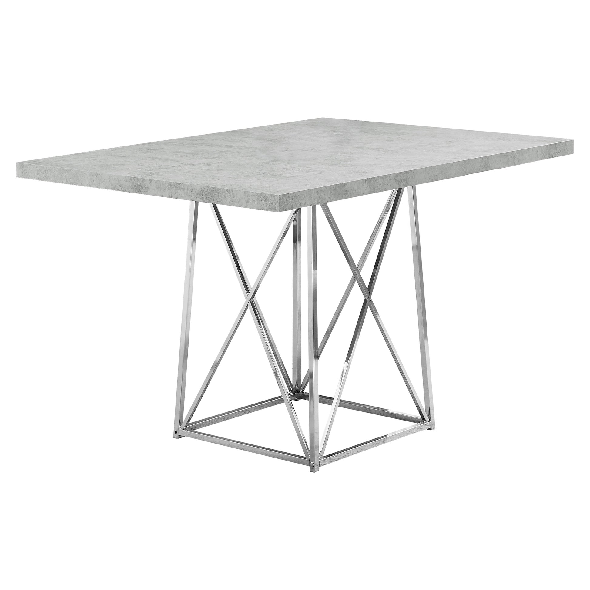 36" x 48" x 31" Grey  Particle Board and Chrome Metal  Dining Table-0