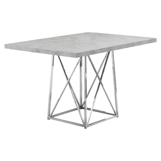 36" x 48" x 31" Grey  Particle Board and Chrome Metal  Dining Table-0