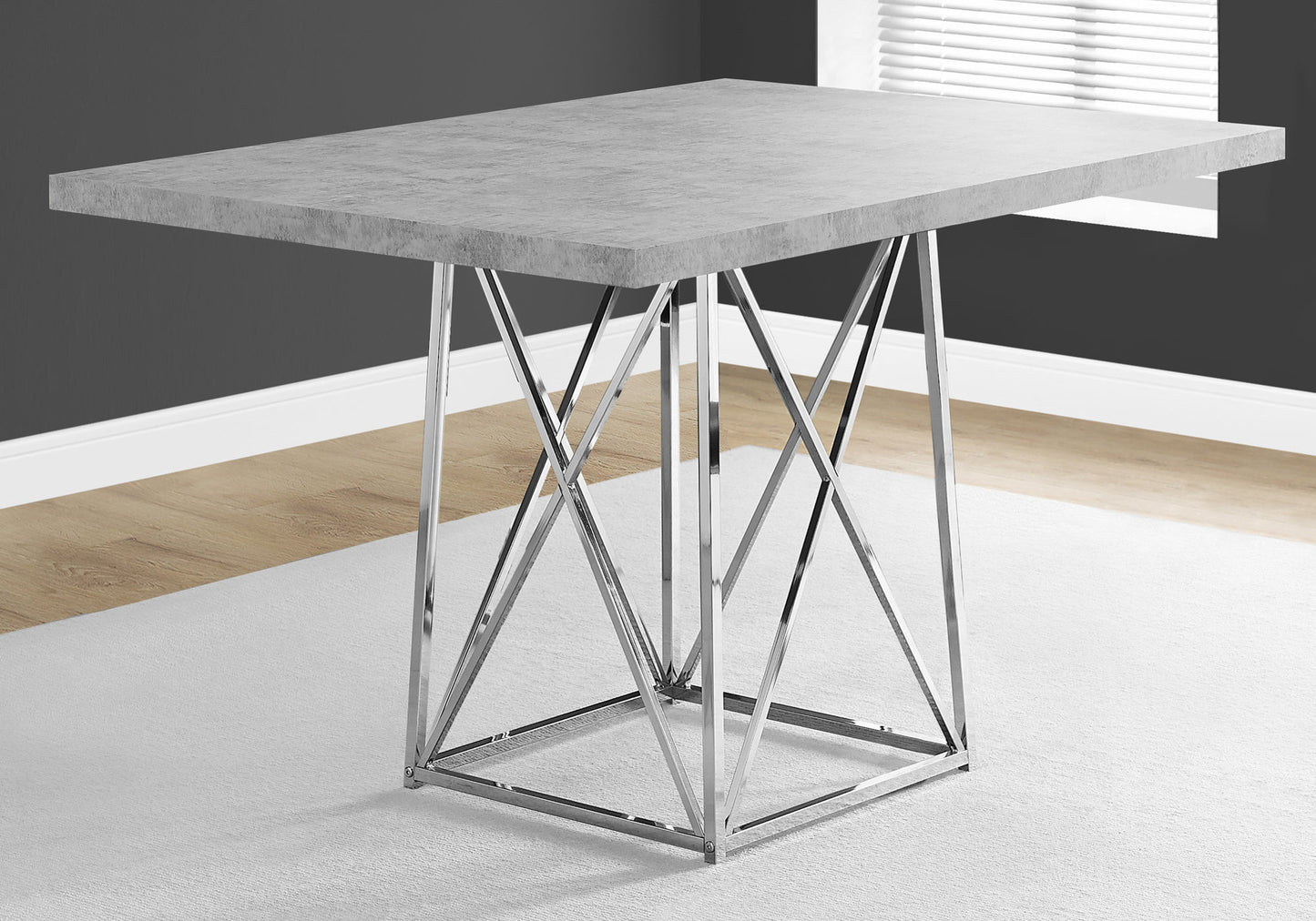 36" x 48" x 31" Grey  Particle Board and Chrome Metal  Dining Table-1