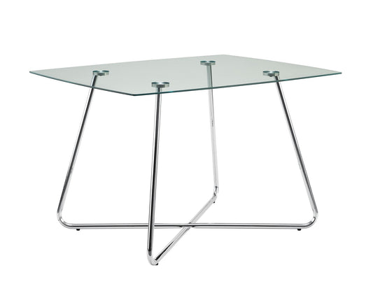 31" Chrome Metal and Clear Tempered Glass Dining Table-0