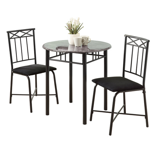 64" x 64" x 101" Grey  Black  Metal  Foam  Microfiber  3pcs Dining Set-0