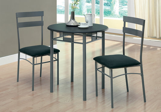 36" Black Microfiber Foam MDF and Silver Metal Three Pieces Dining Set-0