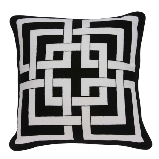 20" x 7" x 20" Transitional Black and White Pillow Cover With Poly Insert-0