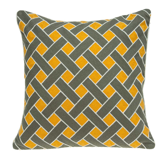 20" x 7" x 20" Transitional Gray and Orange Pillow Cover With Poly Insert-0