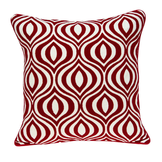 20" x 7" x 20" Transitional Red and White Pillow Cover With Poly Insert-0