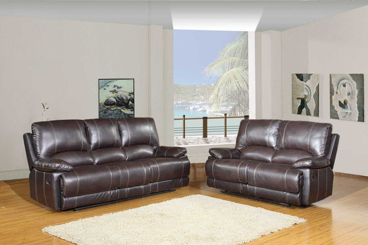 76'" X 40'"  X 41'" Modern Brown Leather Sofa And Loveseat-0