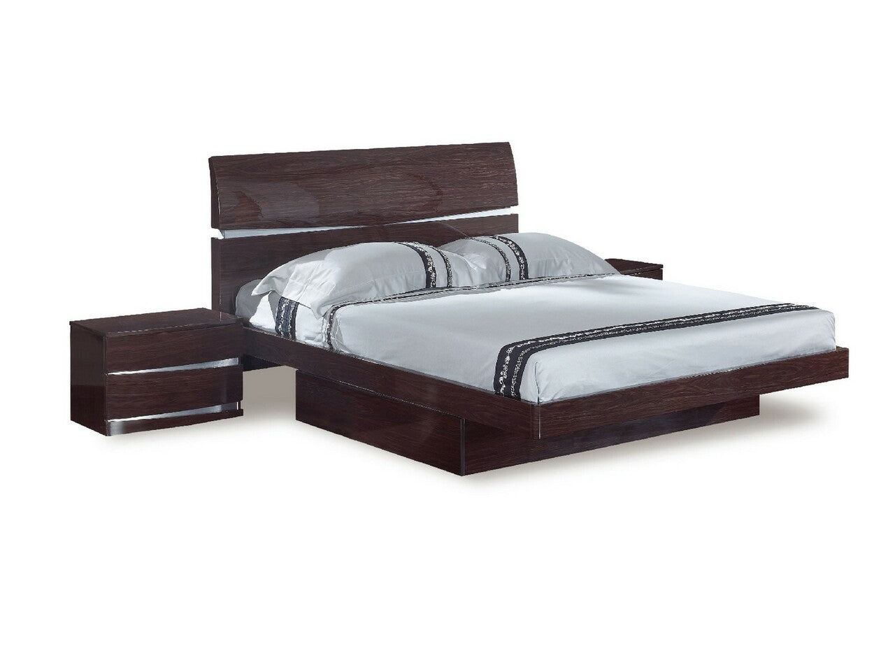 80" X 60"  X 42.5" 4pc Queen Modern Wenge High Gloss Bedroom Set-1