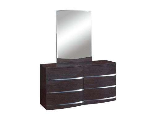 80" X 60"  X 42.5" 4pc Queen Modern Wenge High Gloss Bedroom Set-3