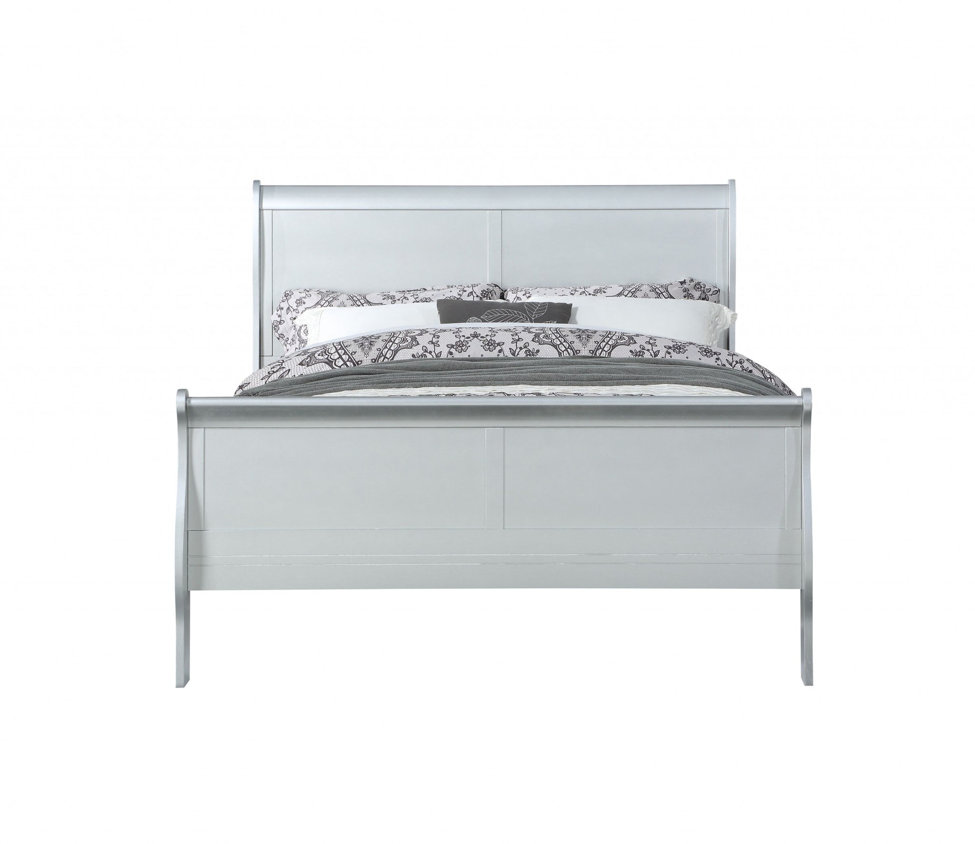 80" X 90" X 47" Platinum Wood King Bed-0