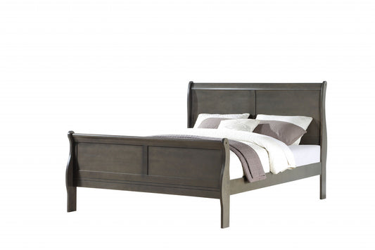 80" X 90" X 47" Dark Gray Wood Eastern King Bed-0