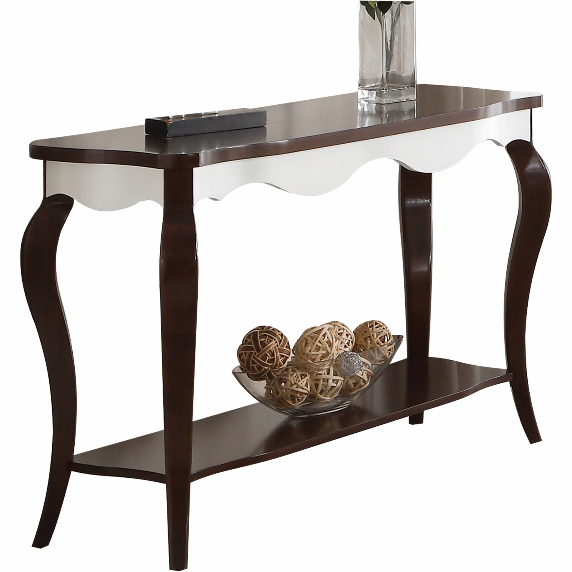 17" X 48" X 30" Walnut White Wood Sofa Table-0