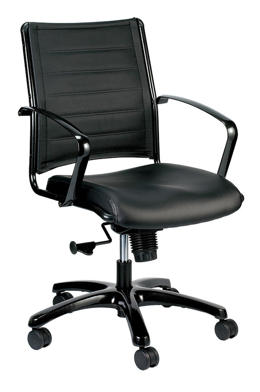 22" x 25.5" x 41.5" Black Leather Chair-0