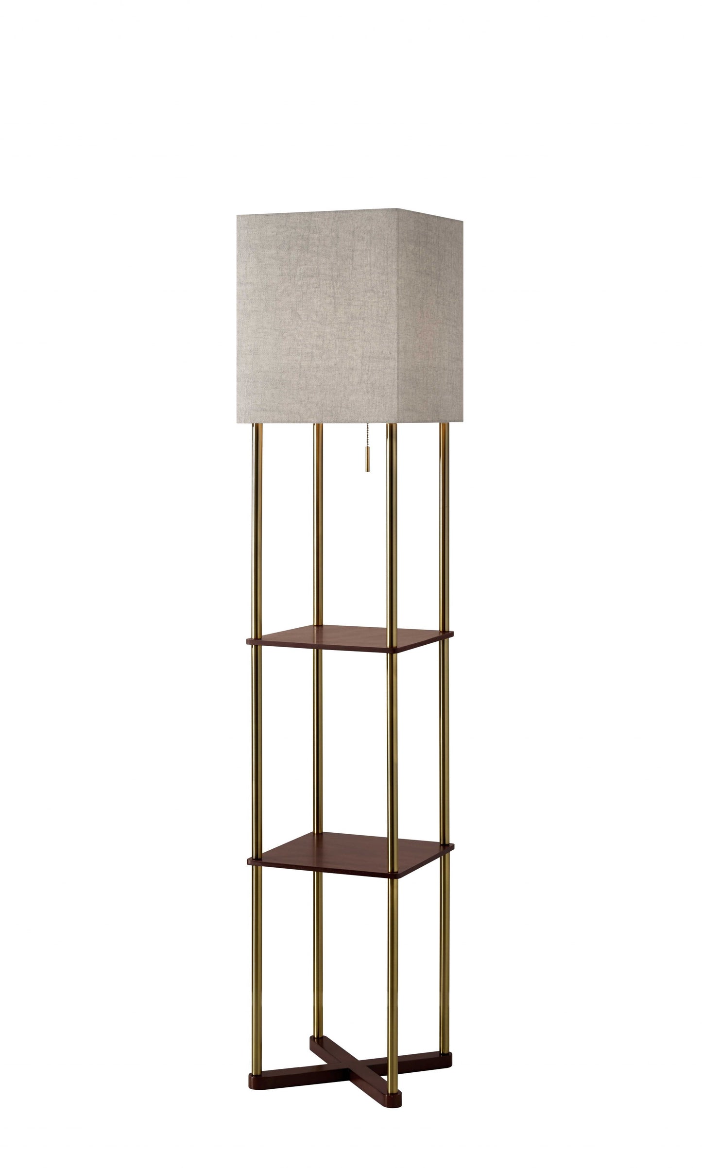 62" Column Floor Lamp With Gray Square Shade-0