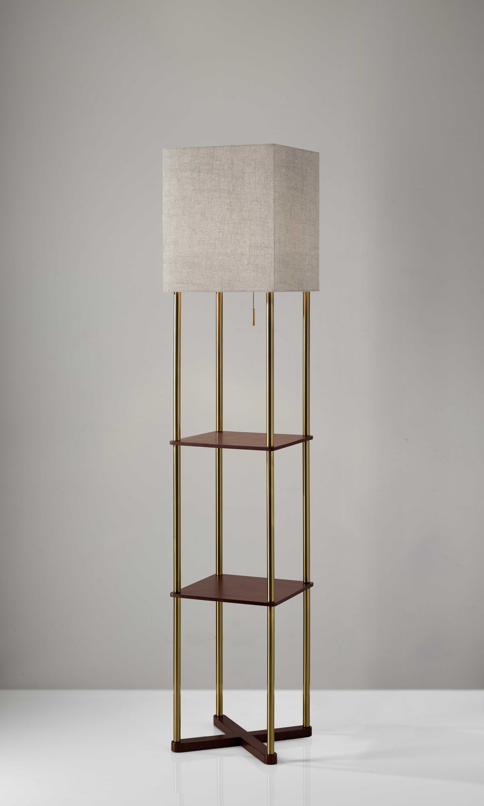 62" Column Floor Lamp With Gray Square Shade-2