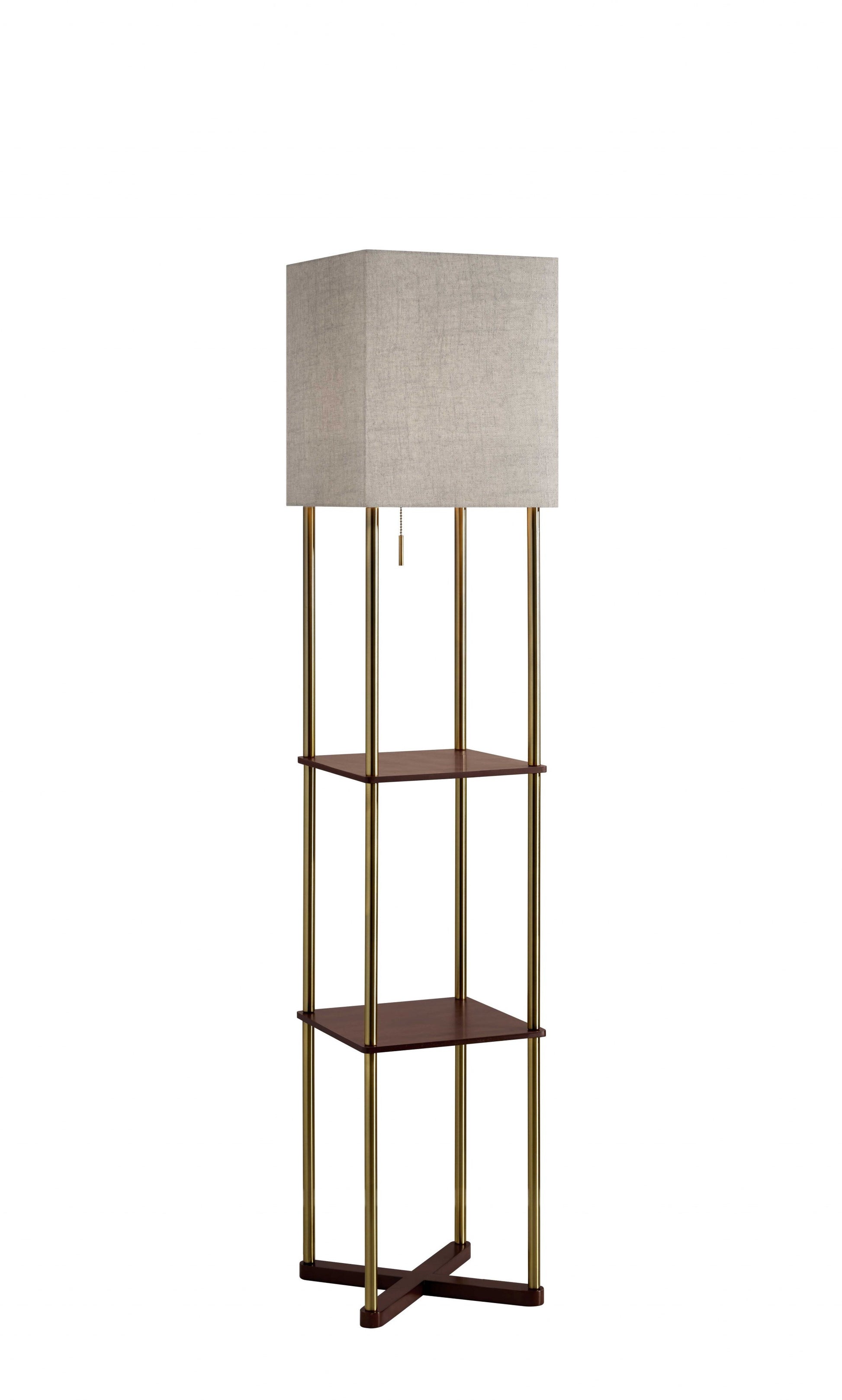 62" Column Floor Lamp With Gray Square Shade-3