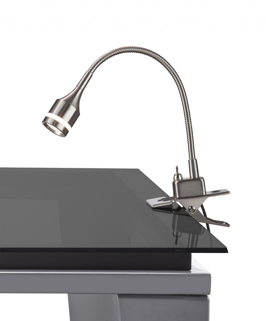 Brushed Steel Metal LED Adjustable Clip Lamp-0