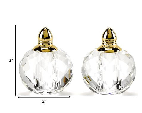 Handcrafted Optical Crystal and Gold Rounded Salt and Pepper Shakers-1