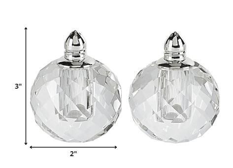Handcrafted Optical Crystal and Silver Rounded Salt and Pepper Shakers-1