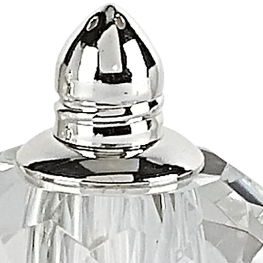 Handcrafted Optical Crystal and Silver Rounded Salt and Pepper Shakers-3
