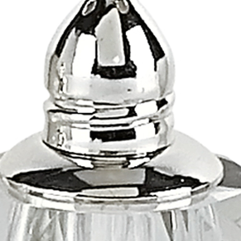 Handcrafted Optical Crystal and Silver Rounded Salt and Pepper Shakers-4