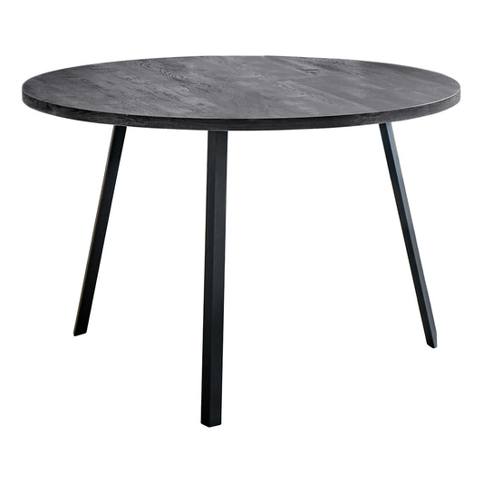 48" Round Dining Room Table with Black Reclaimed Wood and Black Metal-0