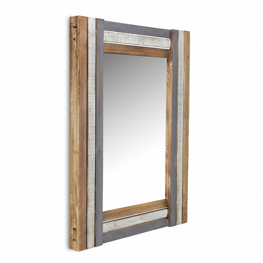 Rectangular Multicolored Wood Framed Mirror-0