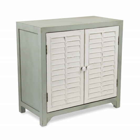 Sea Salt Blue and White Shutter Accent Cabinet-0