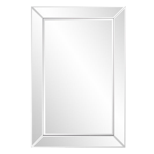 Rectangle Wooden Frame Mirror with Beveled Edge-0