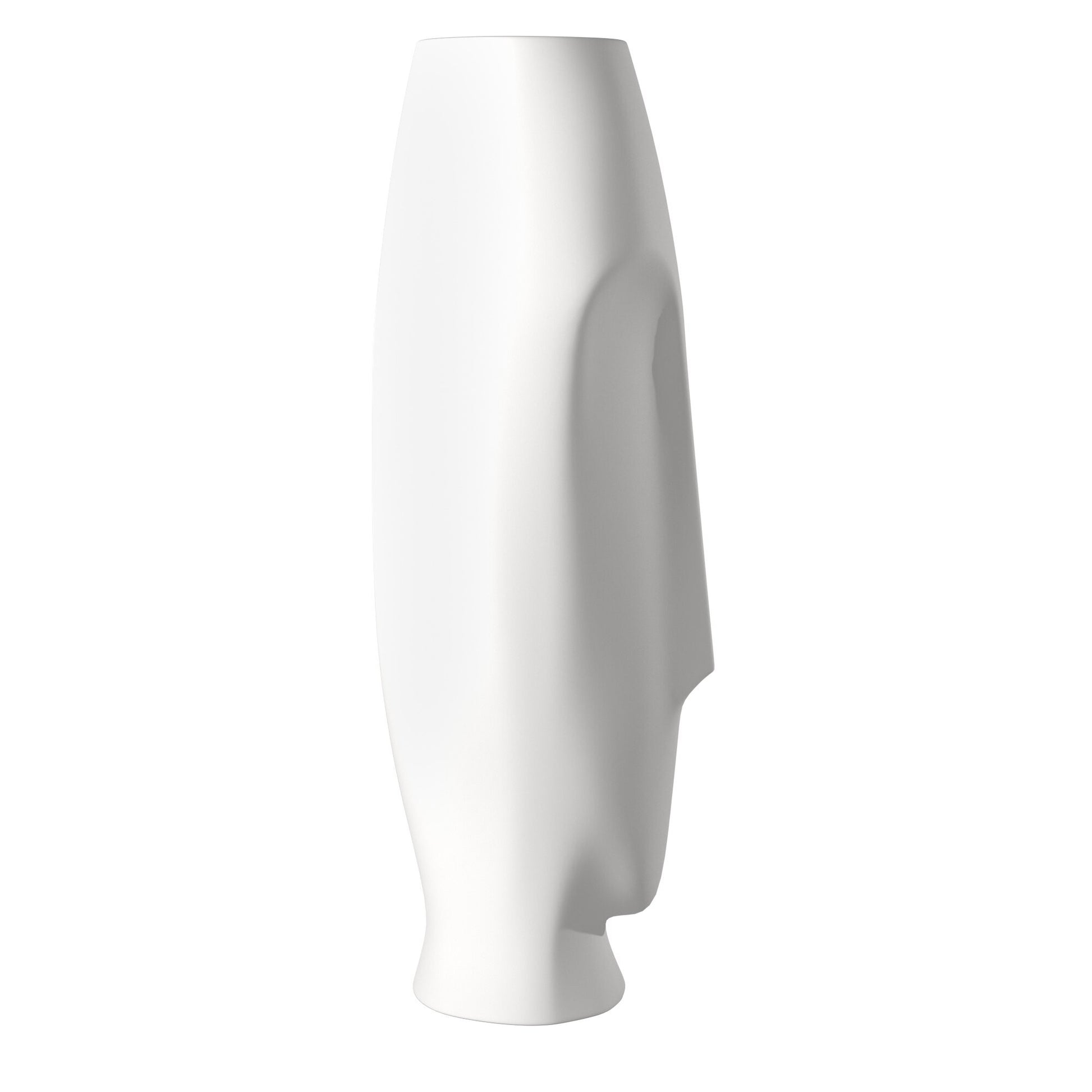 Matte White Ceramic Vase with Abstract Faces-4