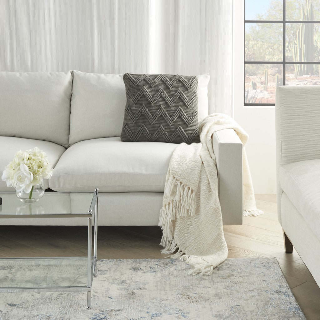 Dark Gray Chevron Detail Throw Pillow-2