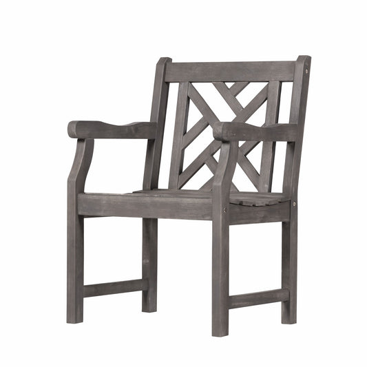 Distressed Patio Armchair with Diagonal Design-0