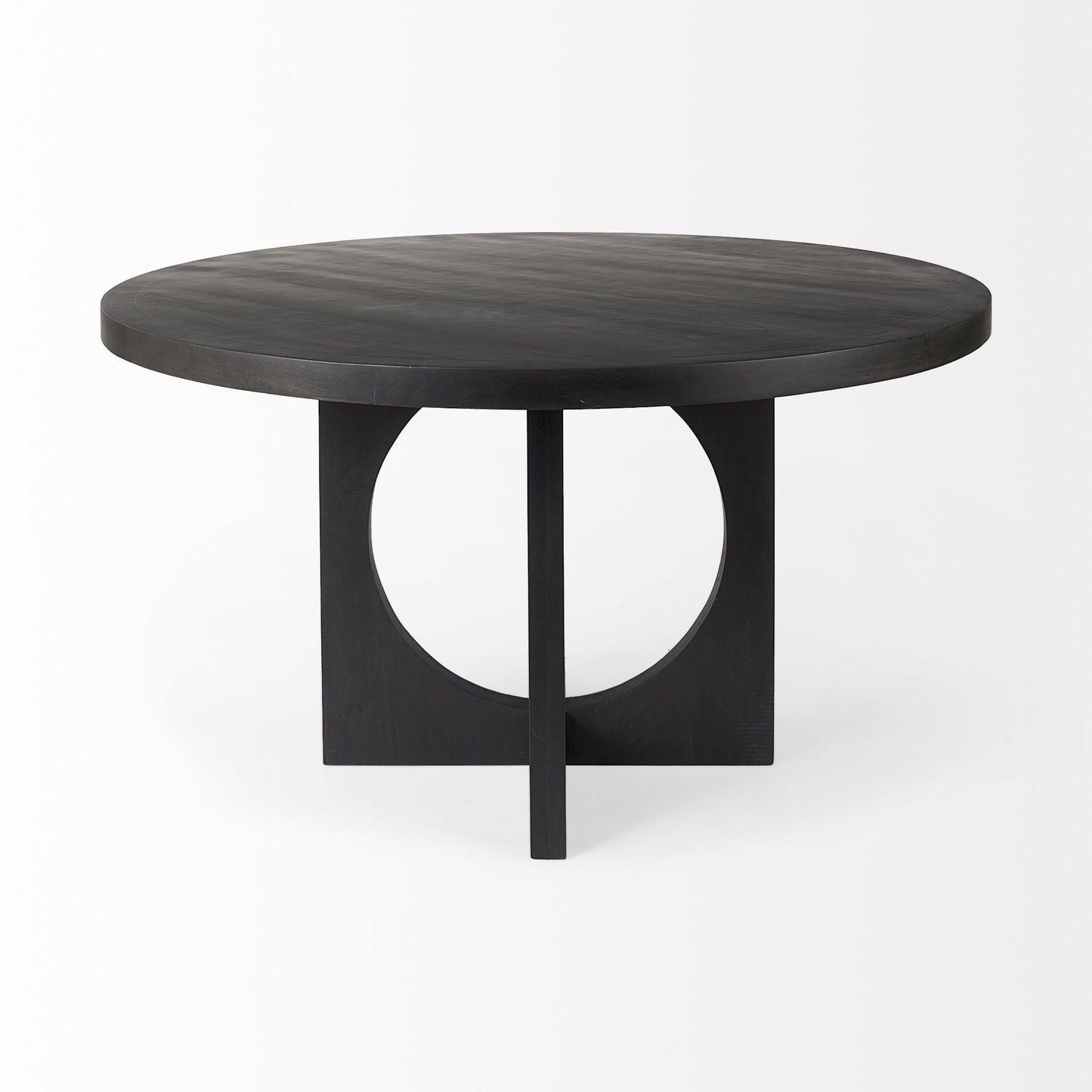 Black Wood Round Geometric Dining Table-1