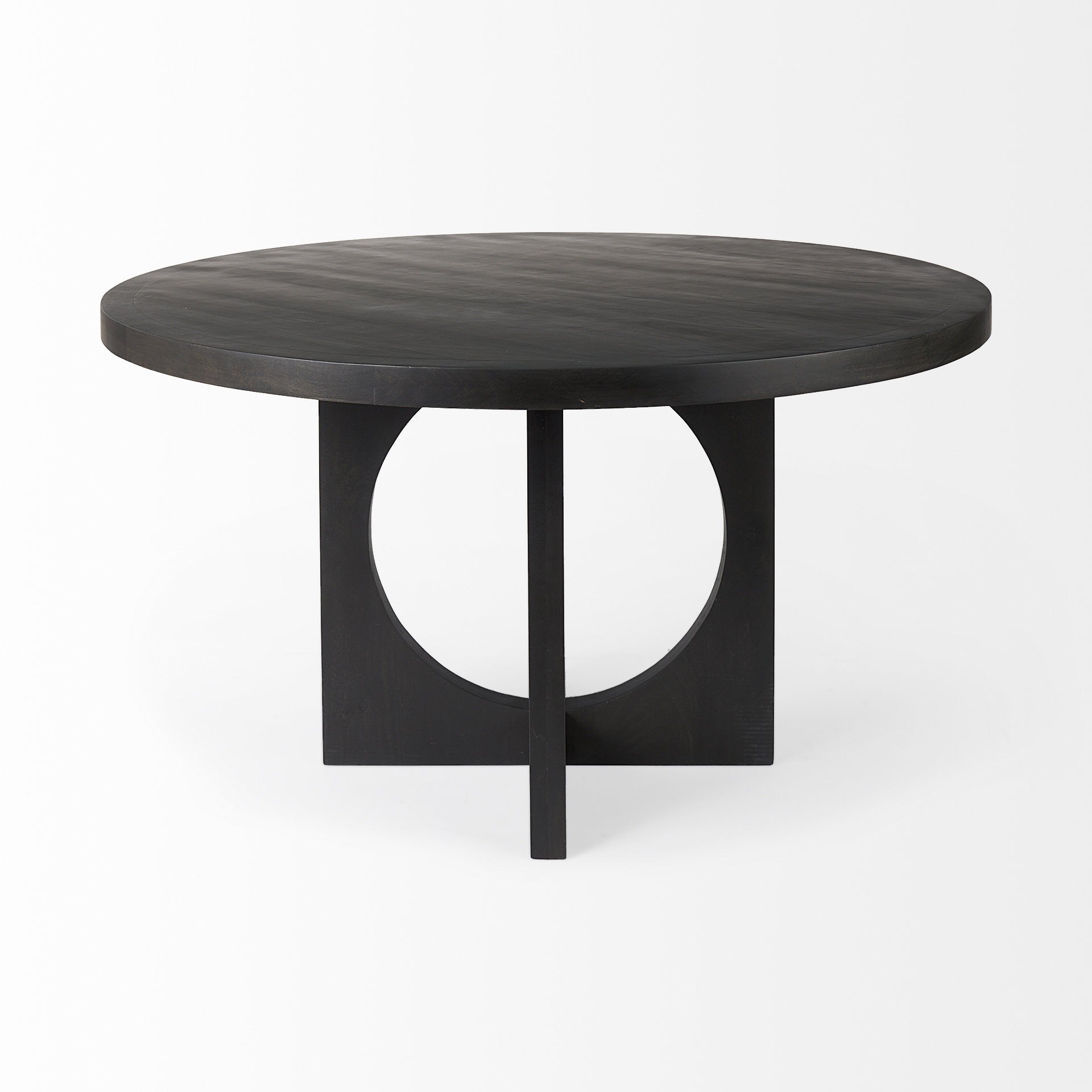Black Wood Round Geometric Dining Table-1