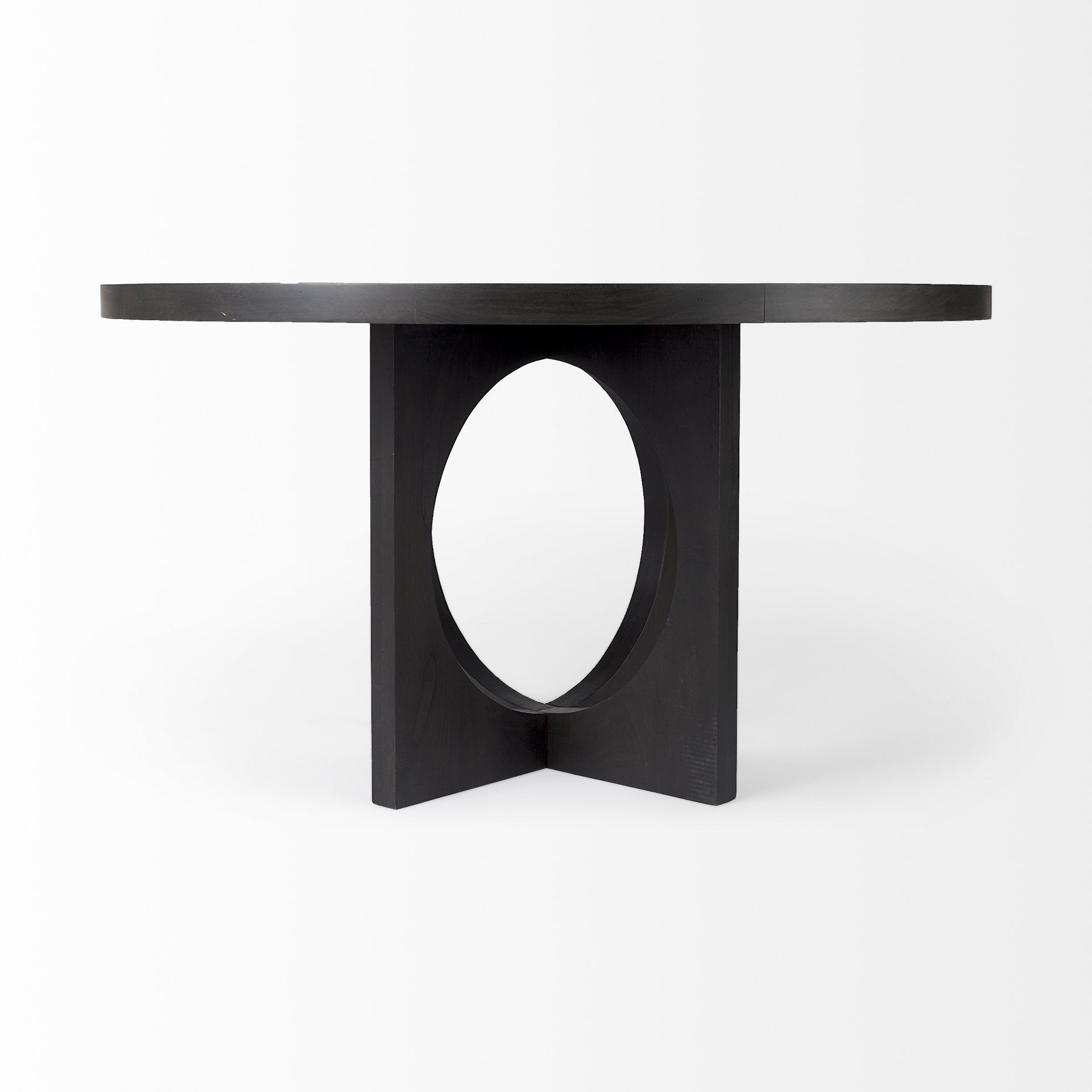 Black Wood Round Geometric Dining Table-3