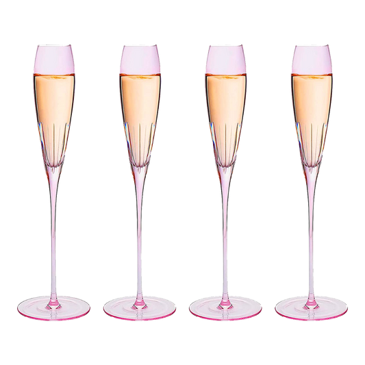 The Wine Savant Parisian Performance Glassware French Paris Collection Crystal Pink Glasses, Red & White Wines For Weddings Present Everyday Beautiful Gift Anniversary (Champagne)-0
