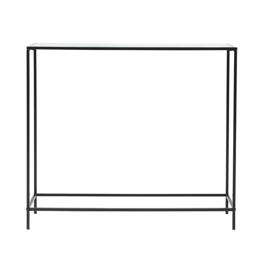 Minimalist Clear Glass and Black Console Table-0