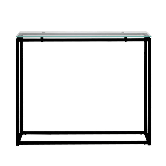 Geo Rectangle Clear Glass and Black Console Table-0