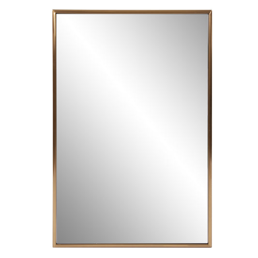 Antiqued Brushed Brass Rectangular Wall Mirror-0