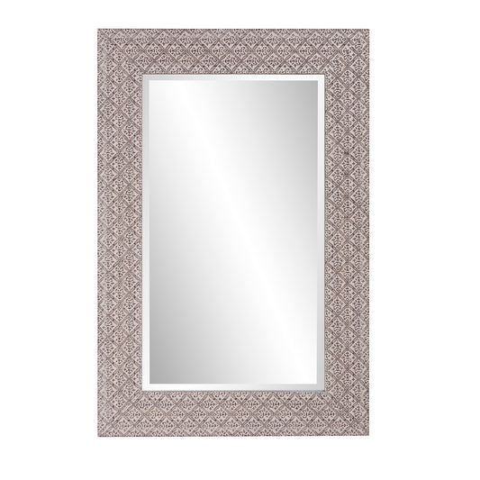 Gray Embossed Faux Wood Rectangular Mirror-0