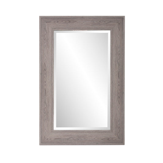 Warm Gray Faux Wood Beveled Rectangular Mirror-0
