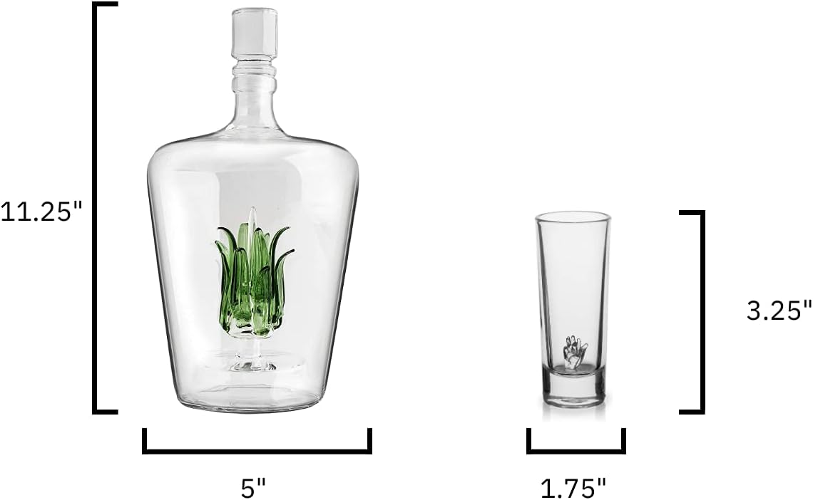 Tequila Decanter Tequila Glasses Set with Agave Decanter and 6 Agave Sipping Shot Glass, Perfect for Gifts for Tequila Lovers, 25 Ounce Bottle, 3 Ounce Tequila Party Decorations Cinco De Mayo (Agave)-7