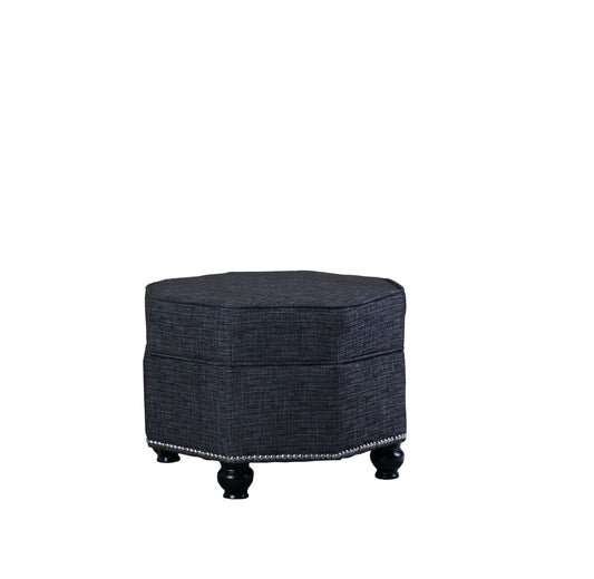 Smokey Blue Gray Hexagonal Storage Ottoman-0