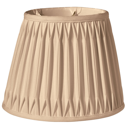 14" Vintage Gold Oval Smocked Pleat Paperback Shantung Lampshade-0