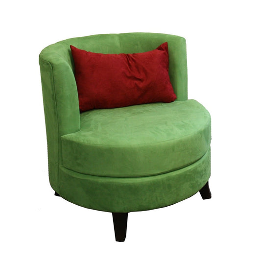 31" Green Microfiber Retro Round Accent Chair with Contrast Pillow-0