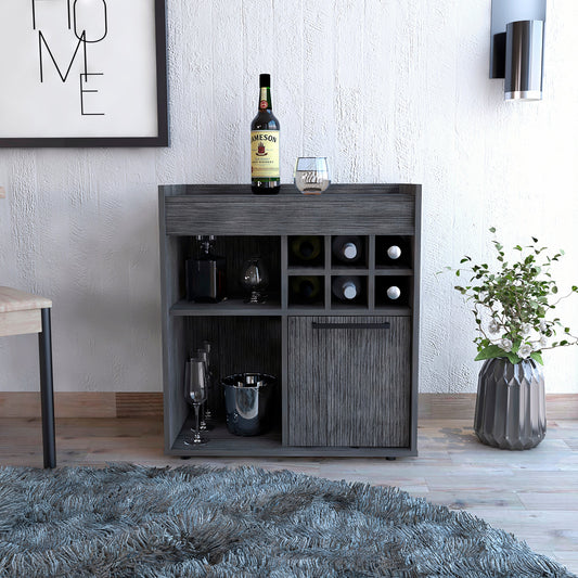 Smokey Oak Bar Cabinet with One Door Panel-0