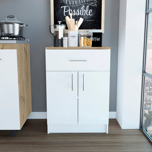 Ligh Oak and White Pantry Cabinet-0