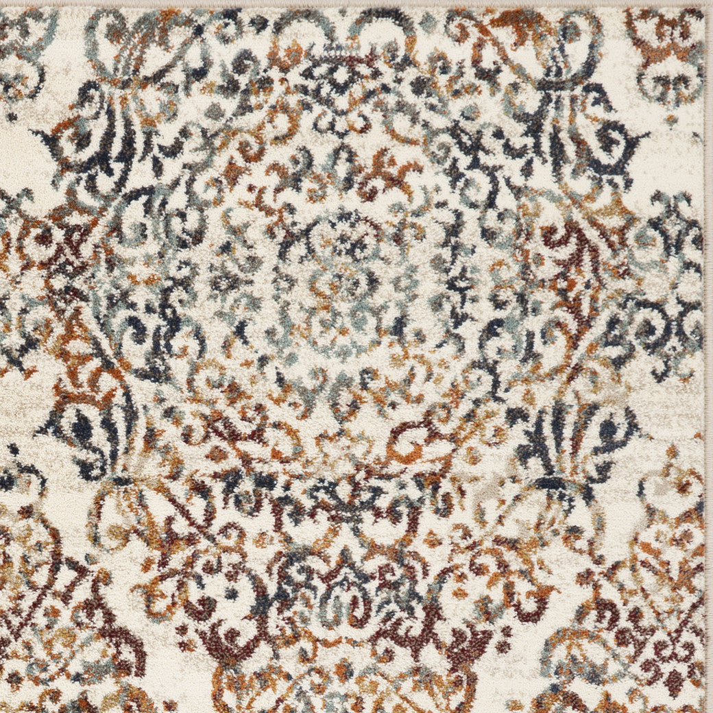 8’ x 11’ Ivory Brown Decorative Diamond Area Rug-4