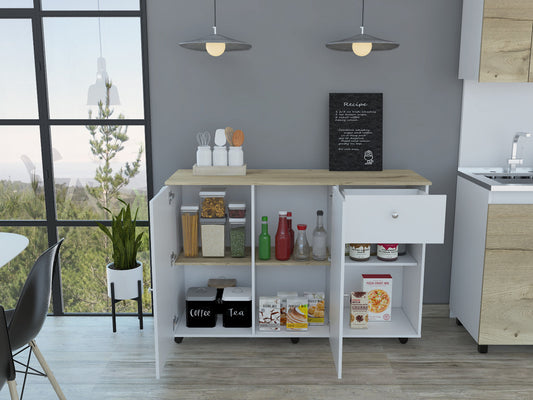Sleek and Modern White Pine Kitchen Island Cart-0