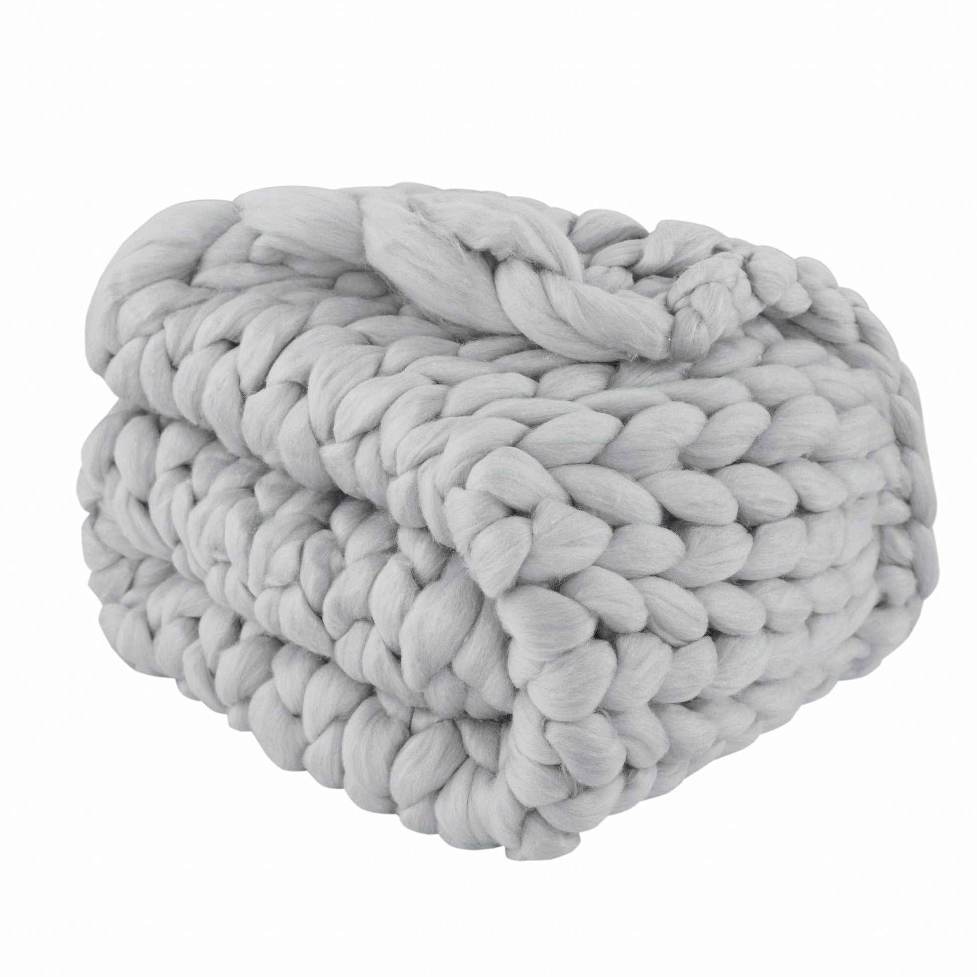Light Grey Boho Chunky Knit Throw Blanket-0