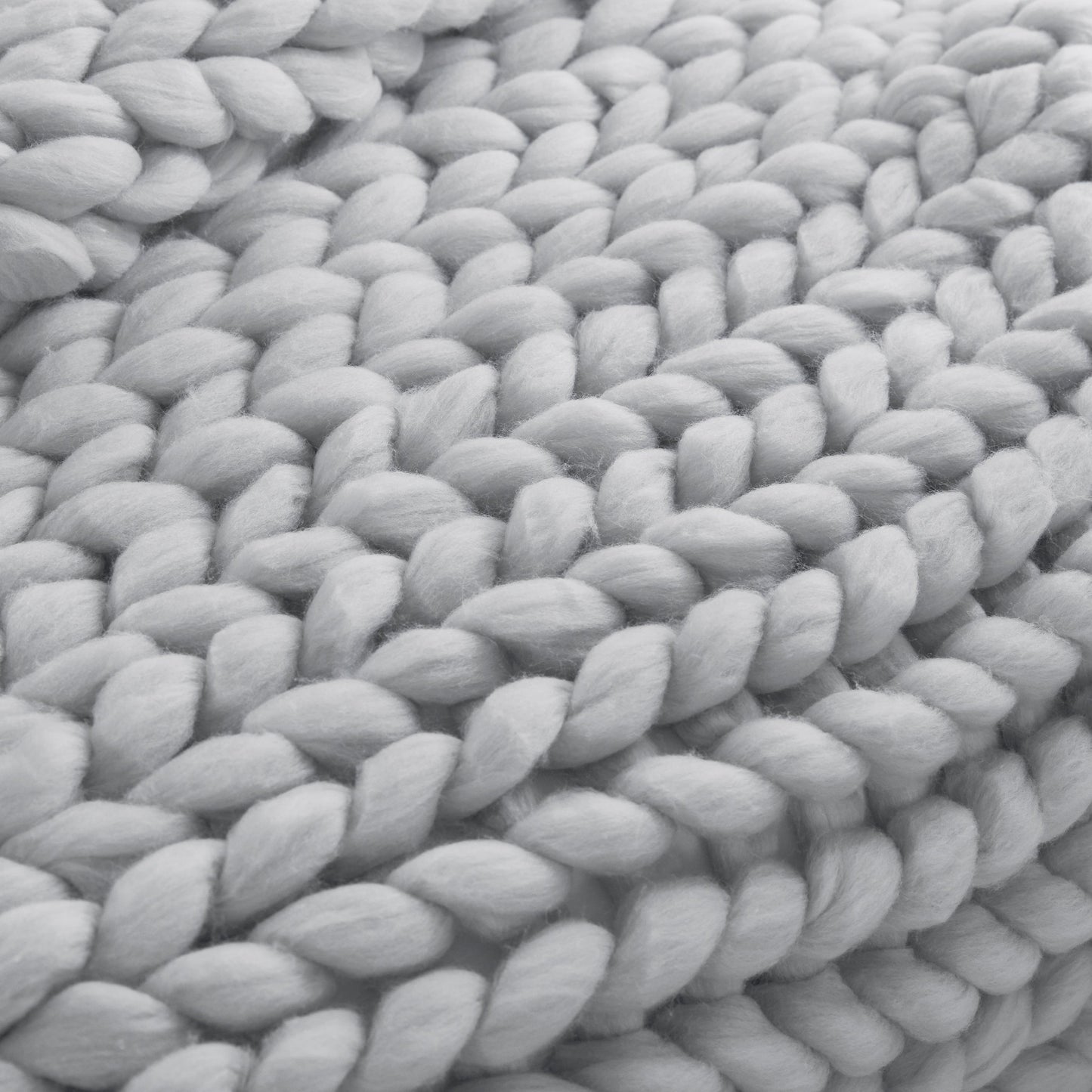 Light Grey Boho Chunky Knit Throw Blanket-3